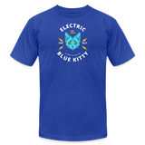 "Electric Blue Kitty" - FAR OUT Unisex Jersey T-Shirt - royal blue