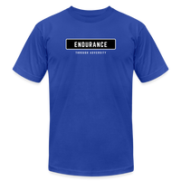 "Endurance Black Rectangle" - Endurance Through Adversity, Unisex Jersey T-Shirt - royal blue