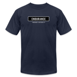 "Endurance Black Rectangle" - Endurance Through Adversity, Unisex Jersey T-Shirt - navy