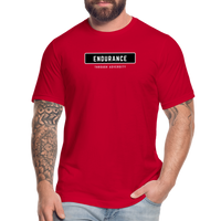 "Endurance Black Rectangle" - Endurance Through Adversity, Unisex Jersey T-Shirt - red