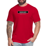 "Endurance Black Rectangle" - Endurance Through Adversity, Unisex Jersey T-Shirt - red