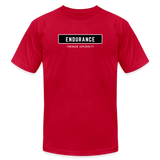 "Endurance Black Rectangle" - Endurance Through Adversity, Unisex Jersey T-Shirt - red