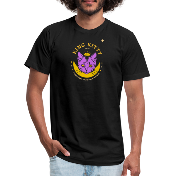 "King Kitty Purple" - FAR OUT Unisex Jersey T-Shirt - black