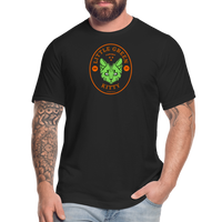 "Little Green Kitty" - FAR OUT Unisex Jersey T-Shirt - black