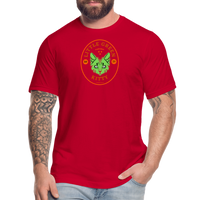 "Little Green Kitty" - FAR OUT Unisex Jersey T-Shirt - red