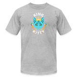 "King Kitty Blue" - FAR OUT Unisex Jersey T-Shirt - heather gray