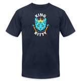 "King Kitty Blue" - FAR OUT Unisex Jersey T-Shirt - navy