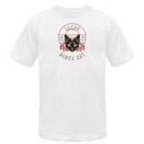 "Lucky Black Cat Clear" - FAR OUT Unisex Jersey T-Shirt - white