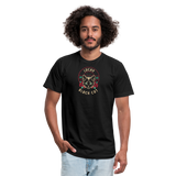 "Lucky Black Cat Clear" - FAR OUT Unisex Jersey T-Shirt - black