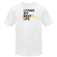 "Living My Best Life", Orange - Other Fun Tees, Unisex Jersey - white