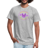 "Purple Kitty" - FAR OUT Unisex Jersey T-Shirt - heather gray