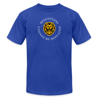 "Relentless Cannot Be Defeated Around the Lion" - Unisex Jersey T-Shirt - royal blue