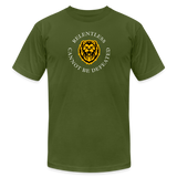 "Relentless Cannot Be Defeated Around the Lion" - Unisex Jersey T-Shirt - olive