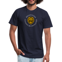 "Relentless Cannot Be Defeated Around the Lion" - Unisex Jersey T-Shirt - navy