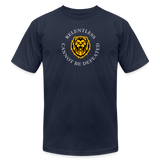 "Relentless Cannot Be Defeated Around the Lion" - Unisex Jersey T-Shirt - navy