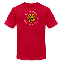 "Relentless Cannot Be Defeated Around the Lion" - Unisex Jersey T-Shirt - red