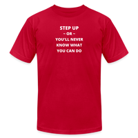 "Step Up Words" - Be Stronger, Unisex Jersey T-Shirt - red