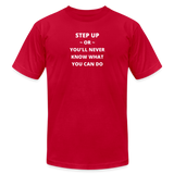 "Step Up Words" - Be Stronger, Unisex Jersey T-Shirt - red