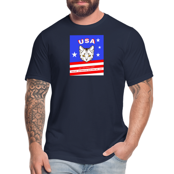 "The Patriotic Pussy" - FAR OUT Unisex Jersey T-Shirt - navy