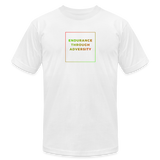 "Gradient Box" - Endurance Through Adversity, Unisex Jersey T-Shirt - white