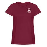 "Bad to the Bone" - Just Scoop It, Women's Relaxed Fit T-Shirt - burgundy