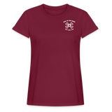 "Bad to the Bone" - Just Scoop It, Women's Relaxed Fit T-Shirt - burgundy