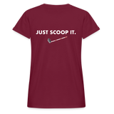 "Bad to the Bone" - Just Scoop It, Women's Relaxed Fit T-Shirt - burgundy