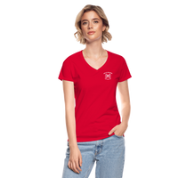 "Bad to the Bone" - Just Scoop It, Women's V-Neck T-Shirt - red