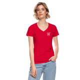 "Bad to the Bone" - Just Scoop It, Women's V-Neck T-Shirt - red