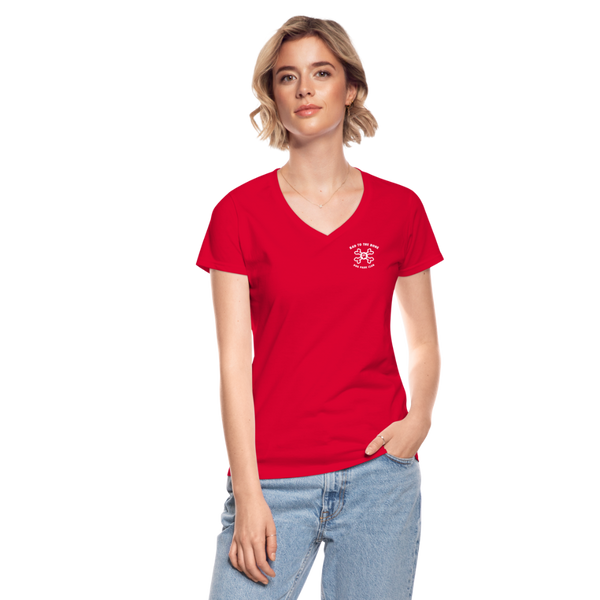 "Bad to the Bone" - Just Scoop It, Women's V-Neck T-Shirt - red