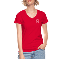 "Bad to the Bone" - Just Scoop It, Women's V-Neck T-Shirt - red