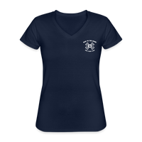 "Bad to the Bone" - Just Scoop It, Women's V-Neck T-Shirt - navy