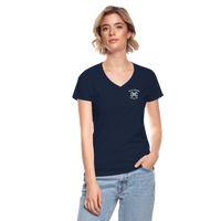 "Bad to the Bone" - Just Scoop It, Women's V-Neck T-Shirt - navy