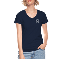 "Bad to the Bone" - Just Scoop It, Women's V-Neck T-Shirt - navy