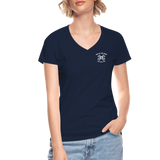 "Bad to the Bone" - Just Scoop It, Women's V-Neck T-Shirt - navy