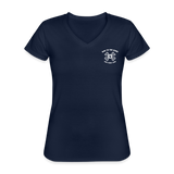 "Bad to the Bone" - Just Scoop It, Women's V-Neck T-Shirt - navy