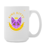 "King Kitty Purple" - Dual Sided Logo, - Coffee/Tea Mug 15 oz - white