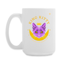 "King Kitty Purple" - Dual Sided Logo, - Coffee/Tea Mug 15 oz - white
