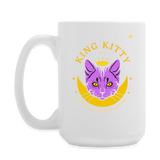 "King Kitty Purple" - Dual Sided Logo, - Coffee/Tea Mug 15 oz - white