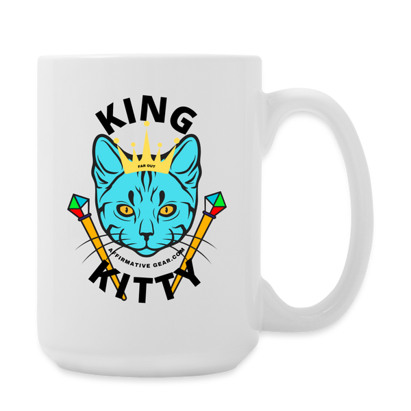 "King Kitty Blue" - Dual Sided Logo, - Coffee/Tea Mug 15 oz - white