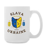 "Slava Ukraine" - Dual Sided Logo, - Coffee/Tea Mug 15 oz - white