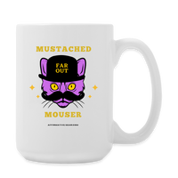 "Mustached Mouser" - Dual Sided Logo, - Coffee/Tea Mug 15 oz - white