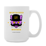 "Mustached Mouser" - Dual Sided Logo, - Coffee/Tea Mug 15 oz - white