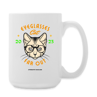 "Eyeglasses Cat" - Dual Sided Logo, - Coffee/Tea Mug 15 oz - white