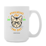 "Eyeglasses Cat" - Dual Sided Logo, - Coffee/Tea Mug 15 oz - white