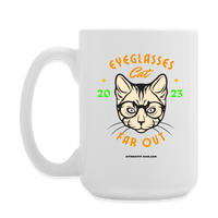 "Eyeglasses Cat" - Dual Sided Logo, - Coffee/Tea Mug 15 oz - white