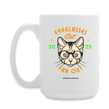 "Eyeglasses Cat" - Dual Sided Logo, - Coffee/Tea Mug 15 oz - white