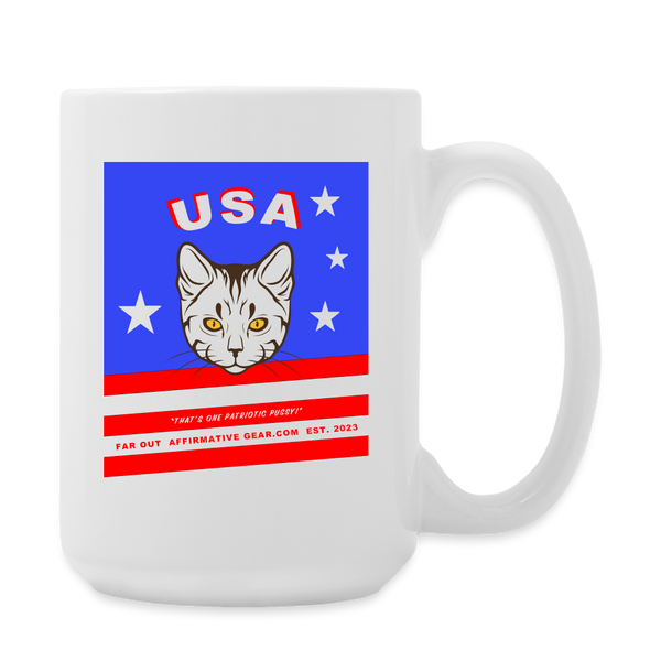 "The Patriotic Pussy" - Dual Sided Logo, Coffee/Tea Mug 15 oz - white
