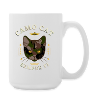 "Camo Cat " - Dual Sided Logo, Coffee/Tea Mug 15 oz - white