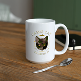 "Camo Cat " - Dual Sided Logo, Coffee/Tea Mug 15 oz - white